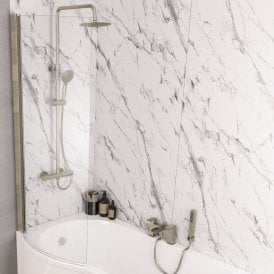 Eastbrook P Shaped Bath Screen Left Hand Brushed Brass   49.2005