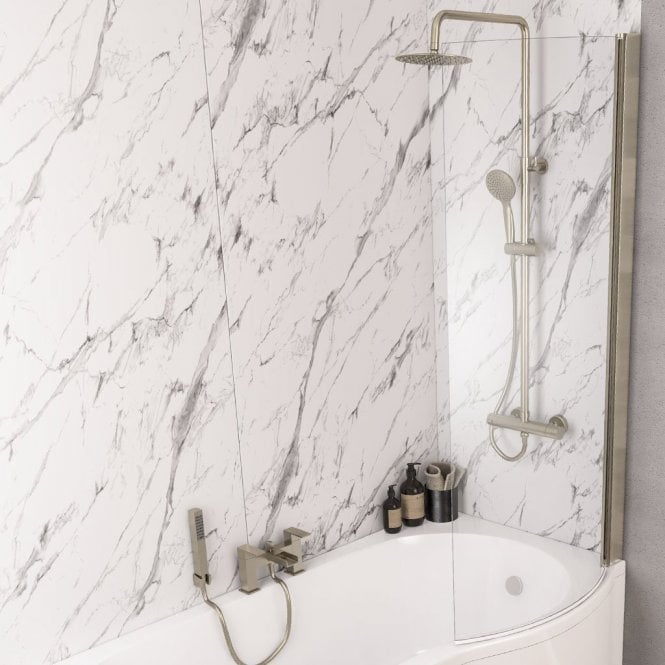 Eastbrook  P Shaped Bath Screen Right Hand Brushed Brass   49.2006
