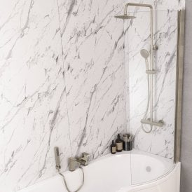 Eastbrook P Shaped Bath Screen Right Hand Brushed Brass   49.2006