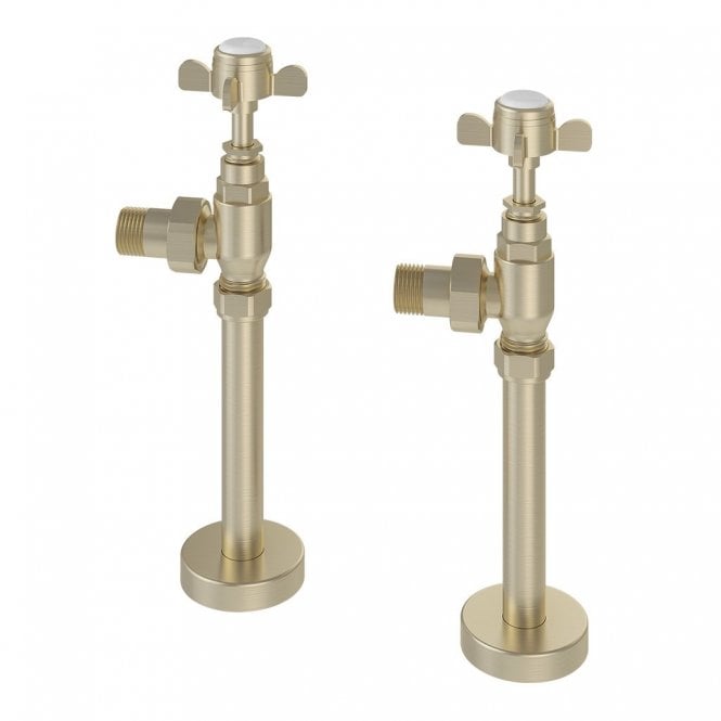 Eastbrook  Pair Of Traditional Radiator Valves & Tails Brushed Brass   41.0710