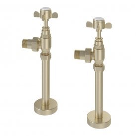 Eastbrook Pair Of Traditional Radiator Valves & Tails Brushed Brass   41.0710