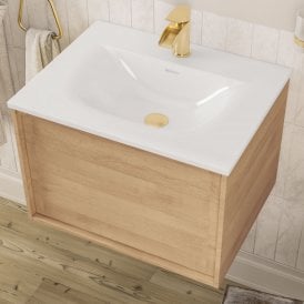 Eastbrook Ravensbourne 600mm Wall Hung Single Drawer Unit Natural Oak   72.0005