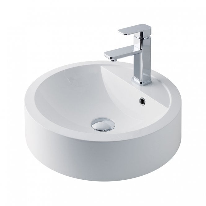 Eastbrook  Renata 40cm x 43cm 1 Tap Hole Cast Marble Sit On Basin with Overflow White   51.029