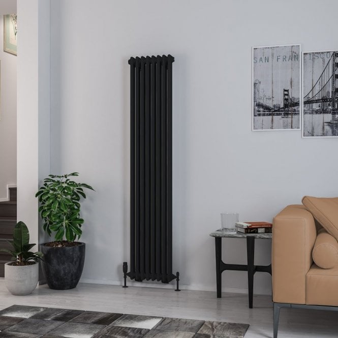 Eastbrook  Rivassa 2 Column Radiator 1800mm x 383mm Matt Black   81.0220