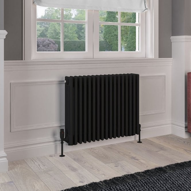Eastbrook  Rivassa 4 Column Radiator 600mm x 785mm Matt Black   81.0243