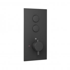 Eastbrook Round Concealed Thermostatic Double Push Button Shower Valve Black   93.0091