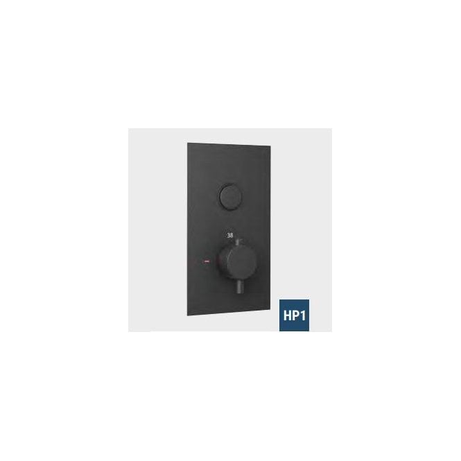 Eastbrook  Round Concealed Thermostatic Single Push Button Shower Valve Black   93.0090