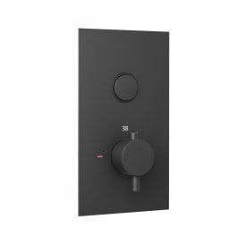 Eastbrook Round Concealed Thermostatic Single Push Button Shower Valve Black   93.0090