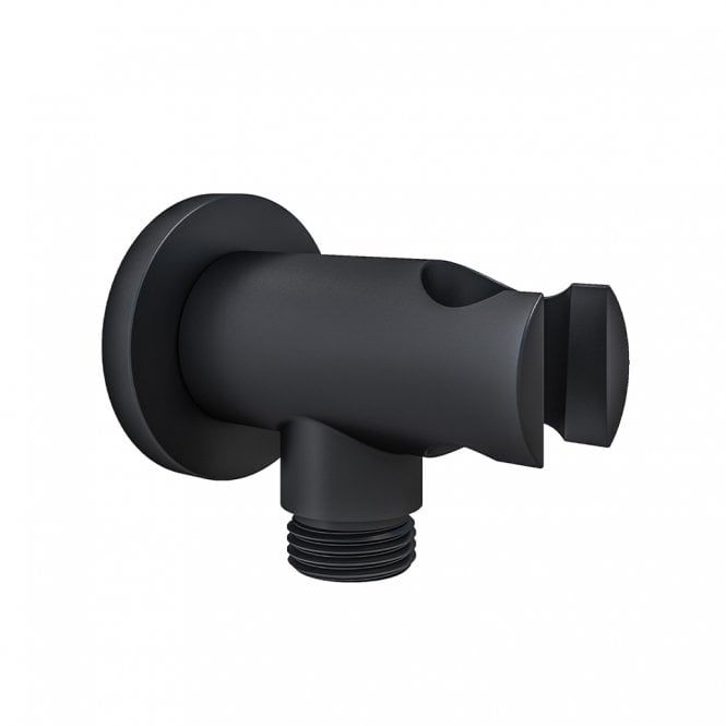 Eastbrook  Round Outlet Elbow With Shower Holder Smooth Black   93.0107