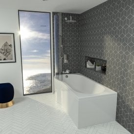 Eastbrook Shannon 4mm P-Shaped 1500mm x 850mm Left Hand 179 Litre Bath   42.0107