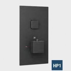 Eastbrook Square Concealed Thermostatic Single Push Button Shower Valve Black   93.0092