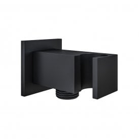 Eastbrook Square Outlet Elbow With Shower Holder Smooth Black   93.0105