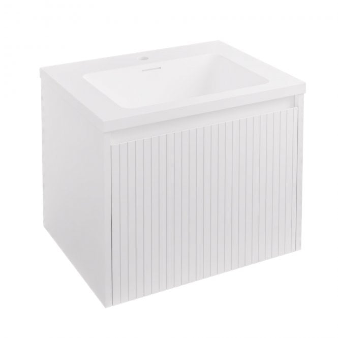 Eastbrook  Stockton 60cm Fluted Wall Hung Unit 1 Drawer High Gloss White   37.2062