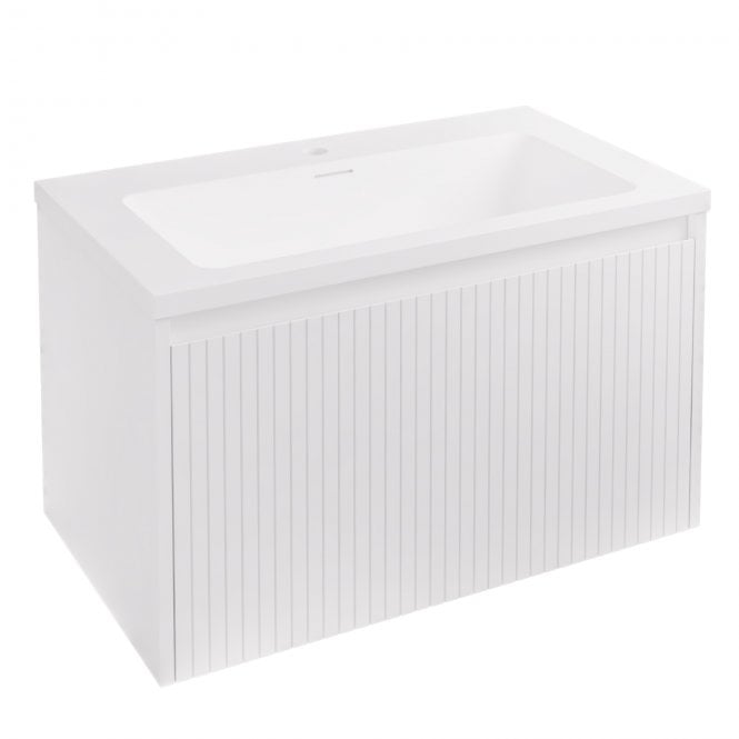 Eastbrook  Stockton 80cm Fluted Wall Hung Unit 1 Drawer High Gloss White   37.2064