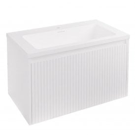 Eastbrook Stockton 80cm Fluted Wall Hung Unit 1 Drawer High Gloss White   37.2064
