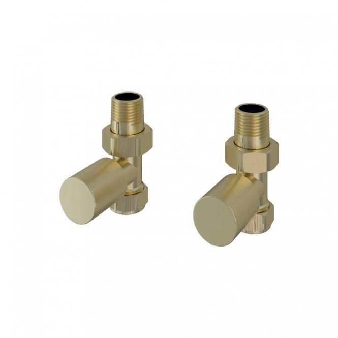 Eastbrook  Straight Radiator Valves Pair Brushed Brass   54.0042