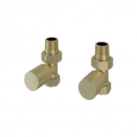 Eastbrook Straight Radiator Valves Pair Brushed Brass   54.0042