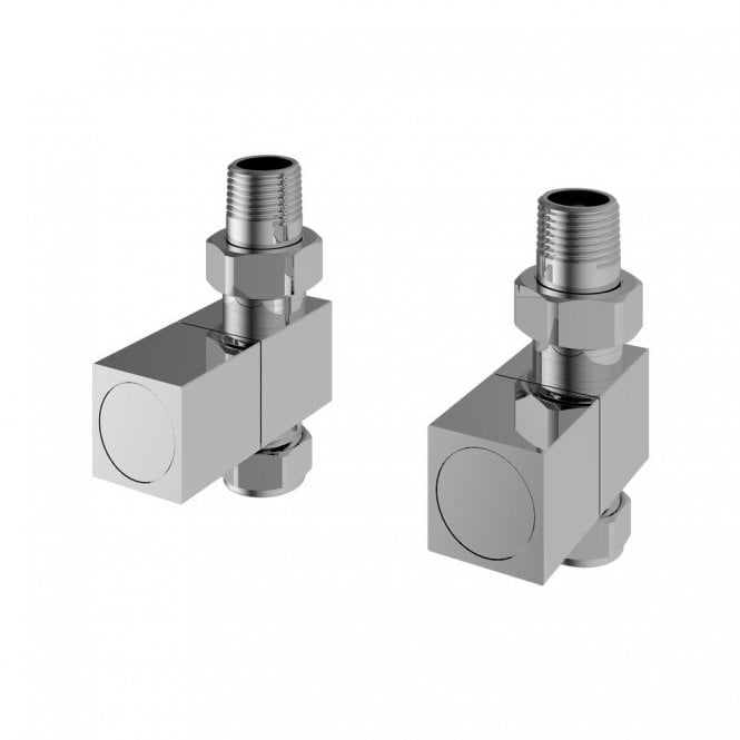 Eastbrook  Straight Square Radiator Valves Pair Chrome   54.0053