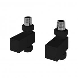 Eastbrook Straight Square Radiator Valves Pair Matt Black   54.0056