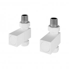 Eastbrook Straight Square Radiator Valves Pair Matt White   54.0054