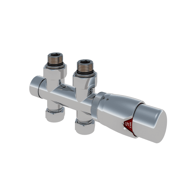 Eastbrook  Straight Twin Inlet Thermostatic Radiator Valve 15mm Chrome   54.0013