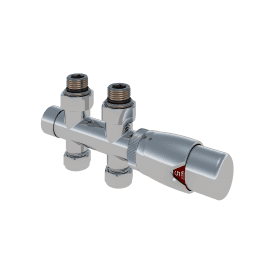 Eastbrook Straight Twin Inlet Thermostatic Radiator Valve 15mm Chrome   54.0013