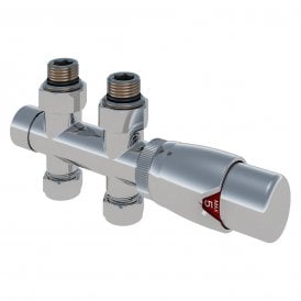 Eastbrook Straight Twin Inlet Thermostatic Radiator Valve 15mm Chrome   54.0013