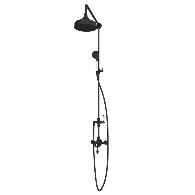Eastbrook  Traditional Thermostatic Exposed Shower Valve With Rigid 8 Inch Rose Head Black   60.2008