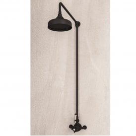 Eastbrook Traditional Twin Thermostatic Exposed Shower Valve With Rigid riser With 8 Inch Rose Head Black   60.2011