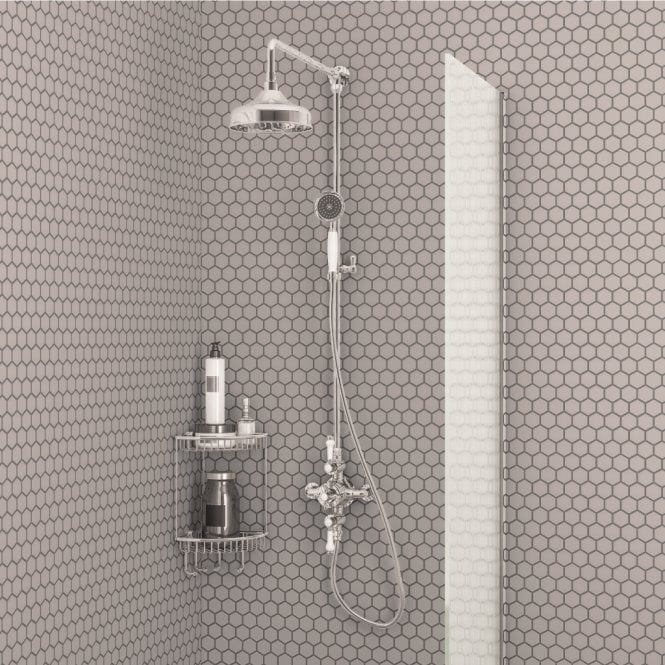 Eastbrook  Traditional Twin Thermostatic Exposed Shower Valve With Rigid riser With 8 Inch Rose Head Chrome   60.2010