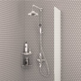 Eastbrook Traditional Twin Thermostatic Exposed Shower Valve With Rigid riser With 8 Inch Rose Head Chrome   60.2010