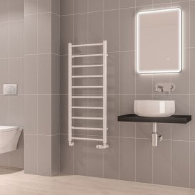 Eastbrook Tuscan Round 1200mm x 500mm Towel Rail Gloss White   89.1574
