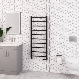 Eastbrook Tuscan Round 1200mm x 500mm Towel Rail Matt Black   89.1592
