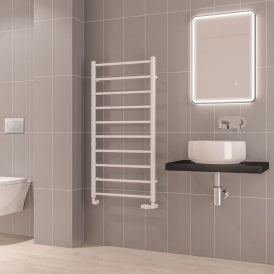 Eastbrook Tuscan Round 1200mm x 600mm Towel Rail Gloss White   89.1575