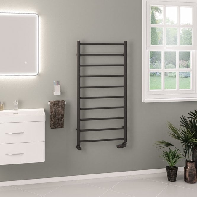 Eastbrook  Tuscan Round 1200mm x 600mm Towel Rail Matt Anthracite   89.1587