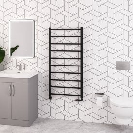 Eastbrook Tuscan Round 1200mm x 600mm Towel Rail Matt Black   89.1593