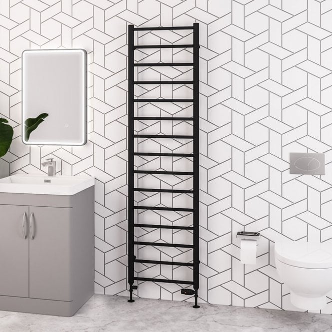 Eastbrook  Tuscan Round 1800mm x 500mm Towel Rail Matt Black   89.1594