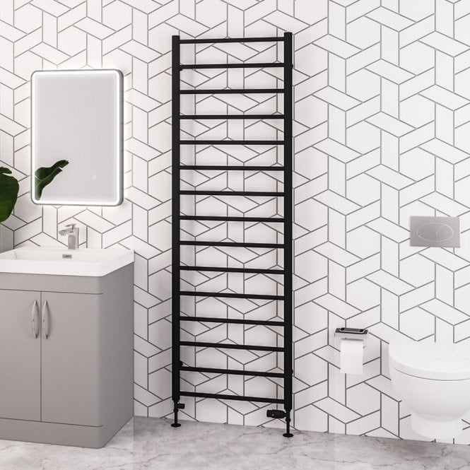 Eastbrook  Tuscan Round 1800mm x 600mm Towel Rail Matt Black   89.1595