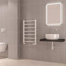 Eastbrook Tuscan Round 800mm x 500mm Towel Rail Gloss White   89.1572