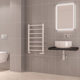 Eastbrook Tuscan Round 800mm x 500mm Towel Rail Gloss White   89.1572