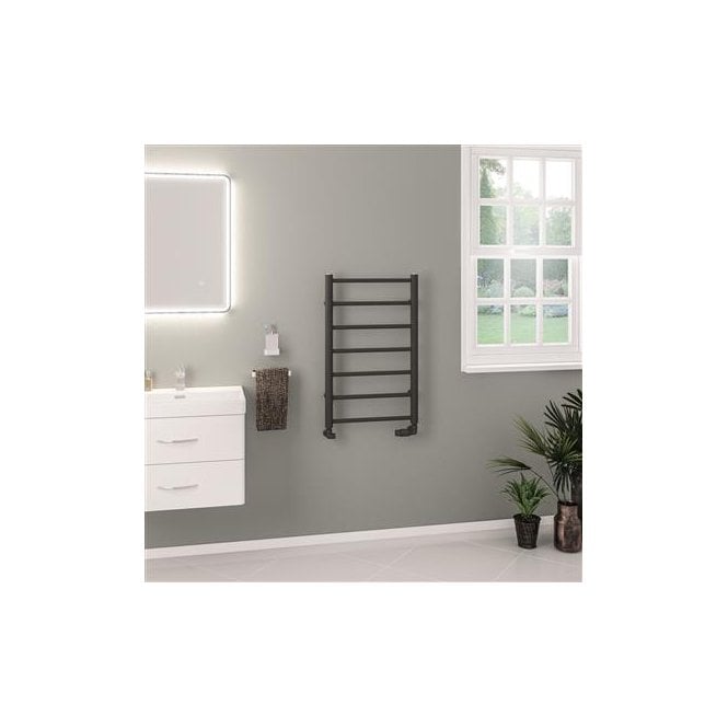 Eastbrook  Tuscan Round 800mm x 500mm Towel Rail Matt Anthracite   89.1584