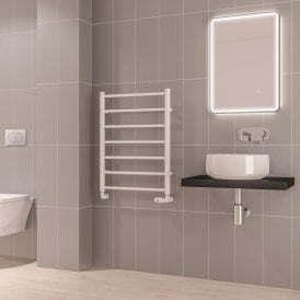 Eastbrook Tuscan Round 800mm x 600mm Towel Rail Gloss White   89.1573