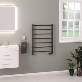 Eastbrook Tuscan Round 800mm x 600mm Towel Rail Matt Anthracite   89.1585