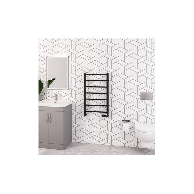 Eastbrook  Tuscan Round 800mm x 600mm Towel Rail Matt Black   89.1591