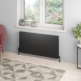 Eastbrook Type 21 Compact Panel Radiator 600mm x 1200mm Matt Black   25.0131