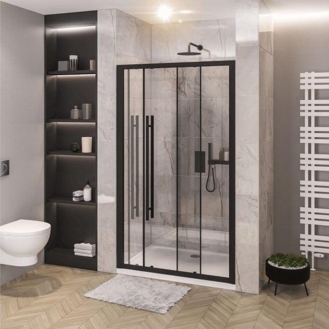 Eastbrook  Vantage 2000 8mm 1100mm Soft Close Sliding Door Matt Black   49.7056