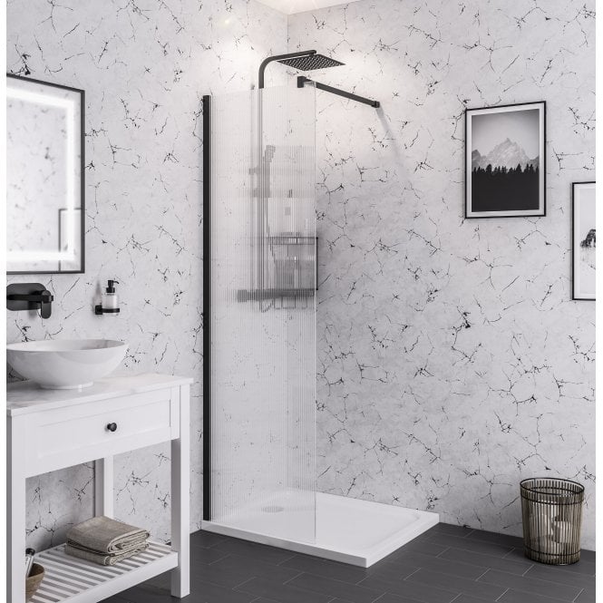 Eastbrook  Vantage 2000 8mm Fluted Glass Walk In Panel 1200mm x 2000mm Black   49.2027