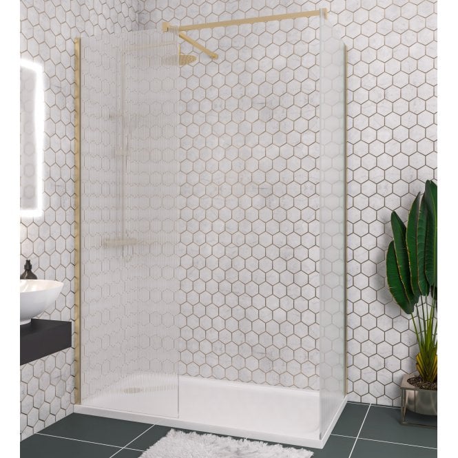 Eastbrook  Vantage 2000 8mm Fluted Glass Walk In Panel 1200mm x 2000mm Brushed Brass   49.2028