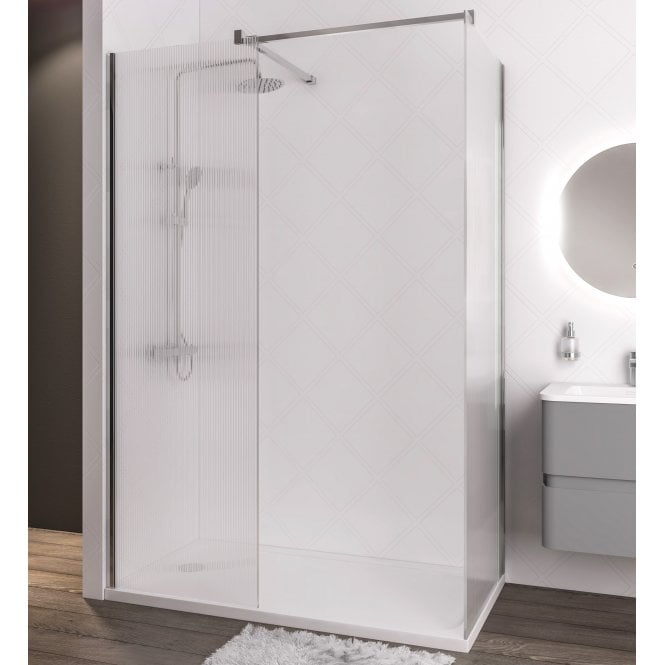 Eastbrook  Vantage 2000 8mm Fluted Glass Walk In Panel 1300mm x 2000mm Chrome   49.2029