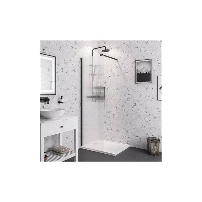 Eastbrook  Vantage 2000 8mm Fluted Glass Walk In Panel 800mm x 2000mm Black   49.5108